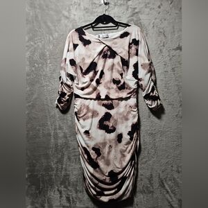 Jennifer Lopez Midi Dress Medium Ruched Cinched Waist Party Cocktail Blouson